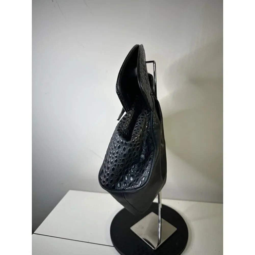 EURO Lambskin Black 70s 80s Vintage Diamond Handbag Shoulder Bag Vintage